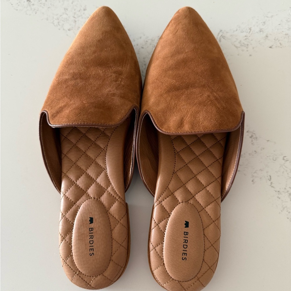 Birdies Tan Suede Mules